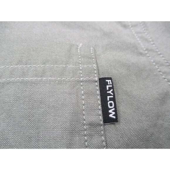 Flylow Shirt Adult Medium M Green Cotton Long Sleeve Casual Button Up Mens - Picture 4 of 11